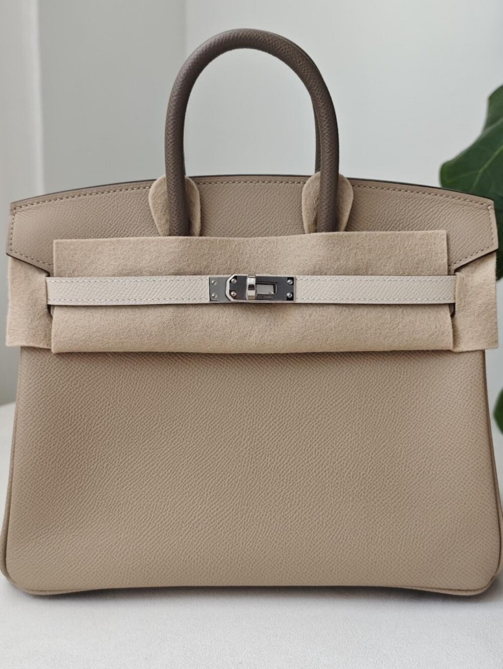 Hermes Birkin 25 Tricolore in Veau Epsom 　Trench/Craie/Etoupe